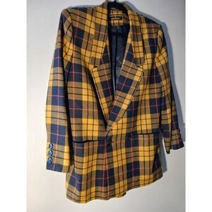 Collectible Gold by Giorgio Sant Angelo Plaid Double Breasted Wool Blazer size 6